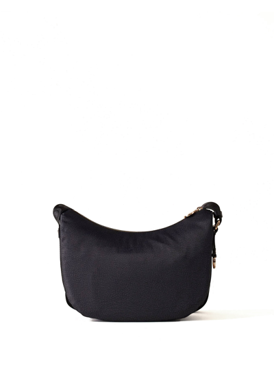 Shop Borbonese Small Luna Bag In Nylon With Op Motif In Dark Black