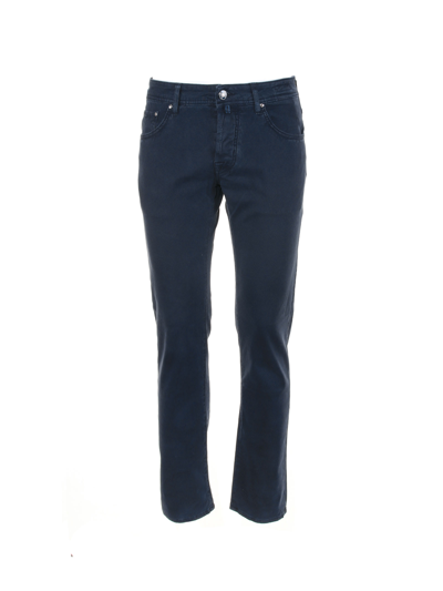 Shop Jacob Cohen Nick Slim Fit Trousers In Blu Notte
