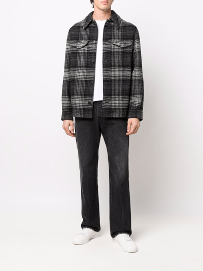 Ami Alexandre Mattiussi Buttoned Jacket In Check Felted Wool In Black