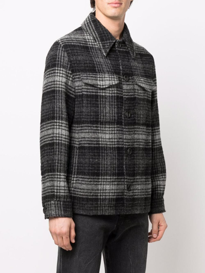 Ami Alexandre Mattiussi Buttoned Jacket In Check Felted Wool In Black