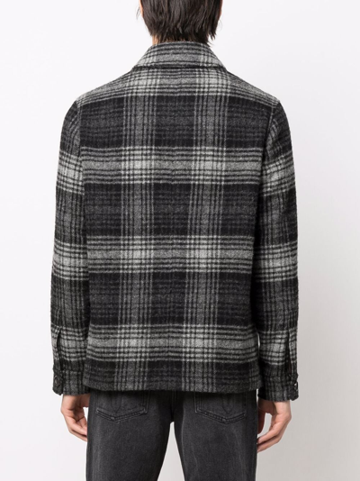 Ami Alexandre Mattiussi Buttoned Jacket In Check Felted Wool In Black