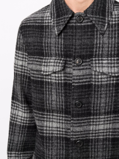Ami Alexandre Mattiussi Buttoned Jacket In Check Felted Wool In Black
