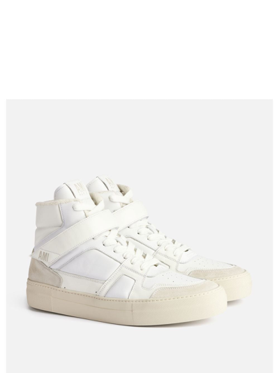 Shop Ami Alexandre Mattiussi High-top Leather Sneakers In White