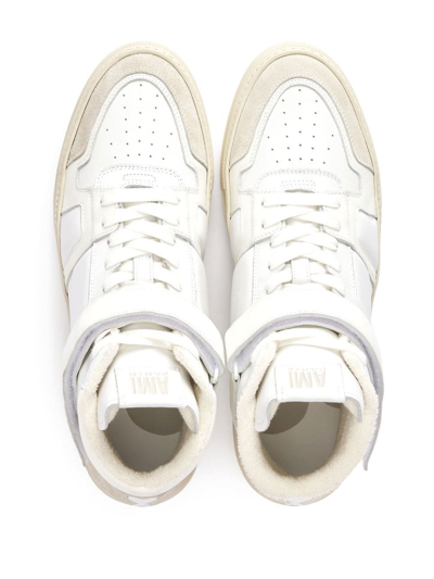 Shop Ami Alexandre Mattiussi High-top Leather Sneakers In White