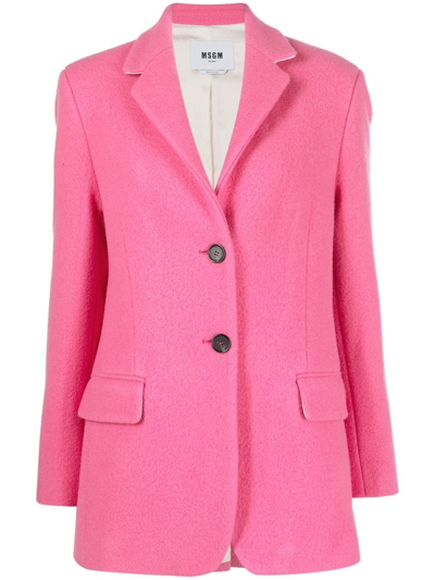 Shop Msgm Notched-collar Single-breasted Blazer In Pink