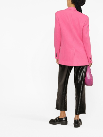 Shop Msgm Notched-collar Single-breasted Blazer In Pink