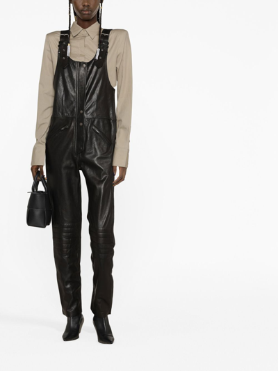 Shop Isabel Marant Sleeveless Leather Jumpsuit In Black