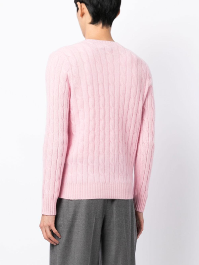 Shop Polo Ralph Lauren Long-sleeved Cable-knit Jumper In Pink