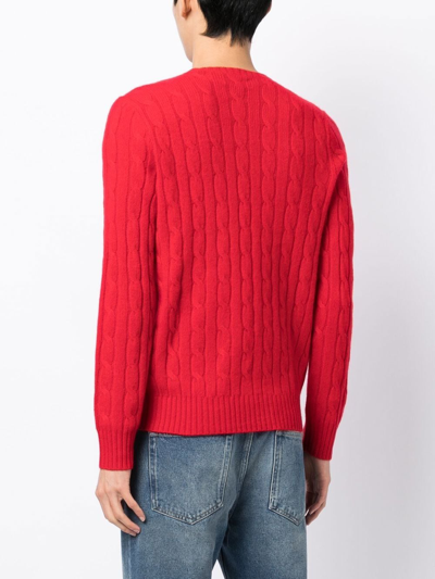 Shop Polo Ralph Lauren The Iconic Cable-knit Jumper In Red