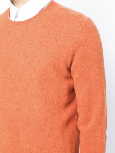 Shop Polo Ralph Lauren Suede-patch Crew-neck Jumper In Orange
