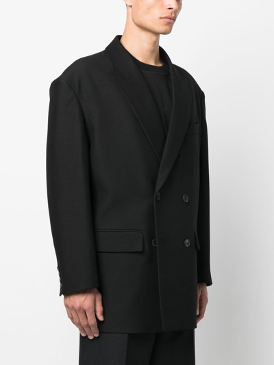 Shop Valentino Double-breasted Blazer In Black