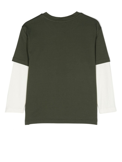 Shop Dolce & Gabbana Slogan-print Long-sleeve T-shirt In Green