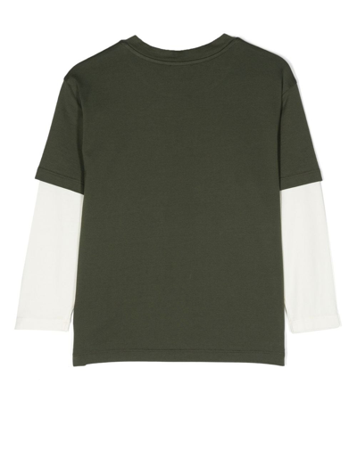 Dolce & Gabbana Slogan-print Long-sleeve T-shirt In Green
