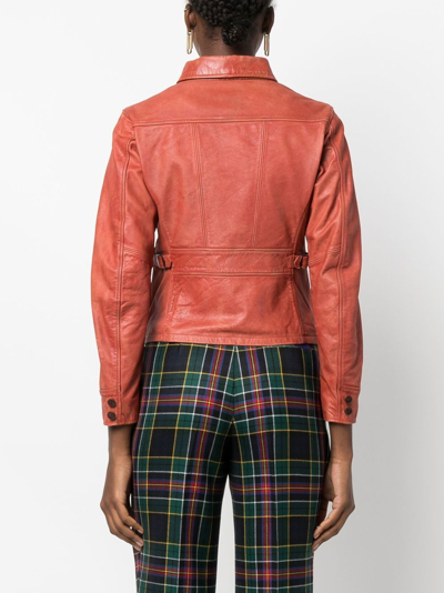 Shop Ralph Lauren Rrl Zip-up Leather Jacket In Red