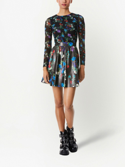 Shop Alice And Olivia Chara Floral-print Dress In Black