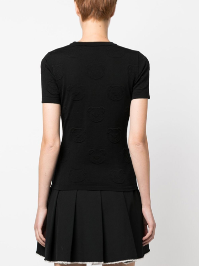 Shop Moschino Teddy Logo Embroidered Top In Black