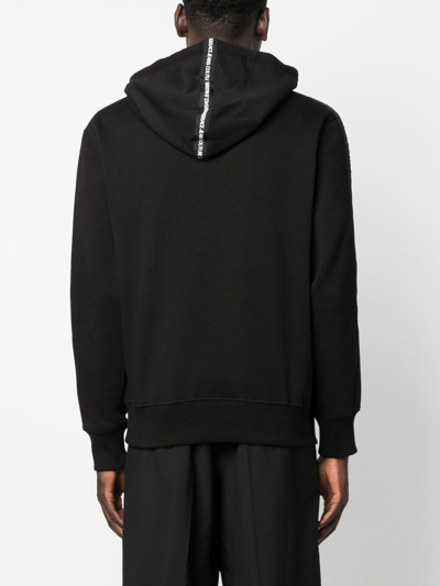 Shop Versace Jeans Couture Logo-tape Hoodie In Black
