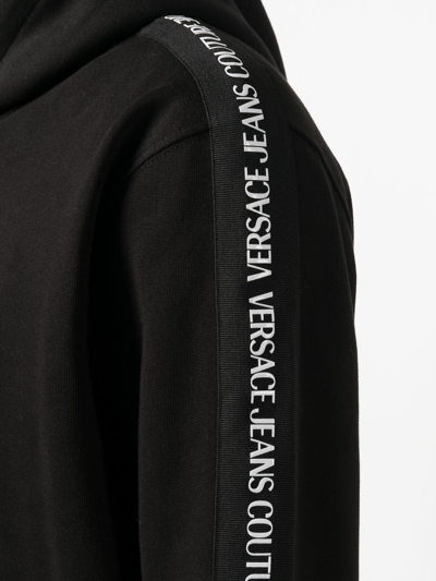 Shop Versace Jeans Couture Logo-tape Hoodie In Black