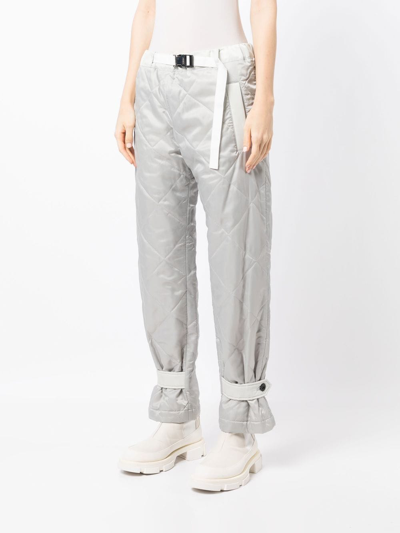 Shop Sacai Quilted Straight-leg Trousers In Grey