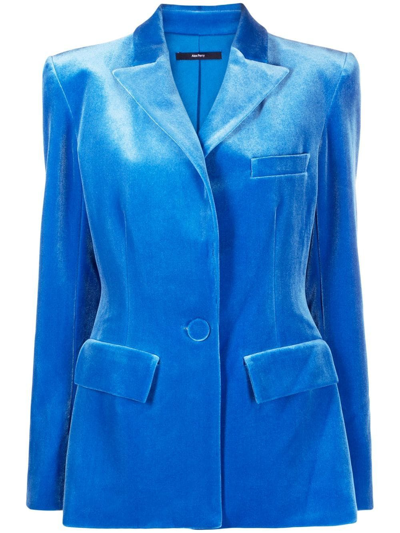Shop Alex Perry Single-breasted Velvet Blazer In Blue