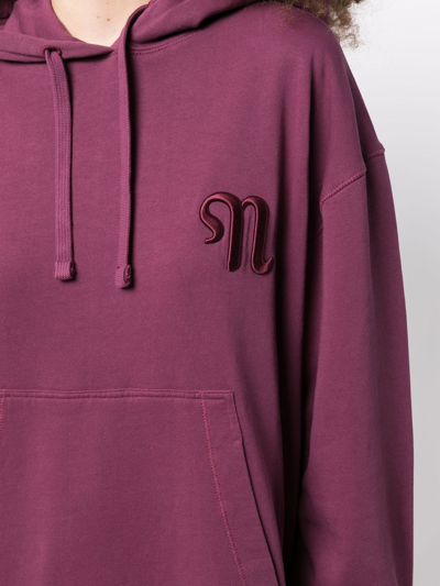 Shop Nanushka Ever Embroidered Logo Hoodie In Purple