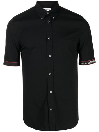 Shop Alexander Mcqueen Logo Tape Short-sleeve Shirt In Black