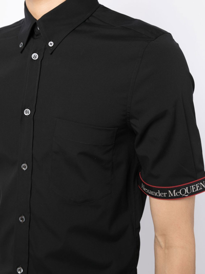 Shop Alexander Mcqueen Logo Tape Short-sleeve Shirt In Black
