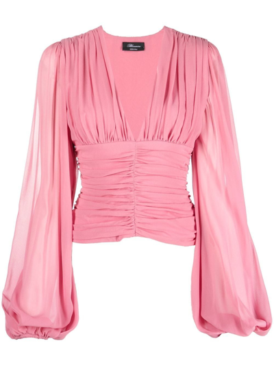 Blumarine Bandage Blouse In Silk Crêpe In Pink