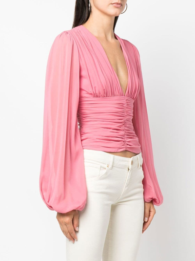 Blumarine Bandage Blouse In Silk Crêpe In Pink
