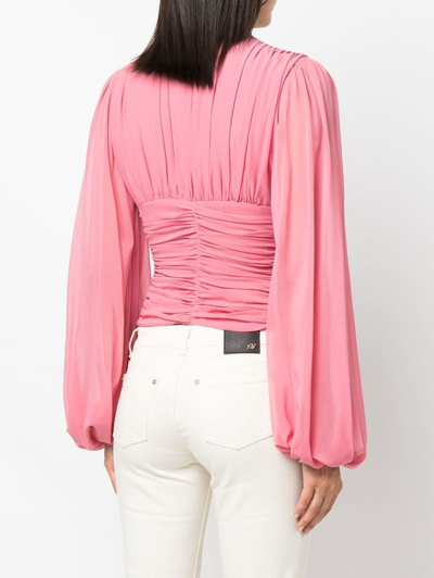 Blumarine Bandage Blouse In Silk Crêpe In Pink