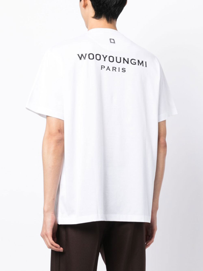 Shop Wooyoungmi Embroidered Cotton T-shirt In White