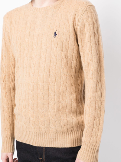 Shop Polo Ralph Lauren Cable-knit Jumper In Brown