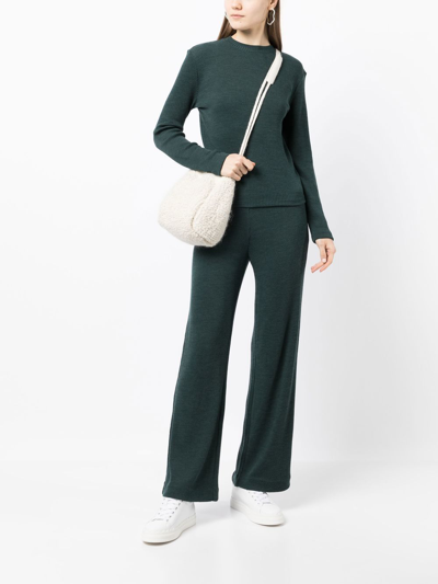 Shop Vince Ribbed Knit Trousers In Green