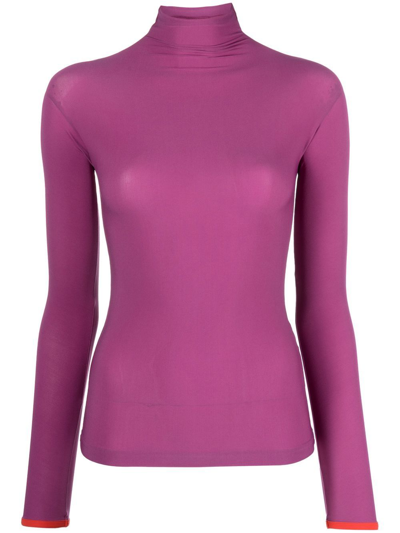 Shop Sunnei Mock-neck Long-sleeve Top In Purple
