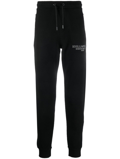 Karl Lagerfeld Embossed-logo Track Pants In Black