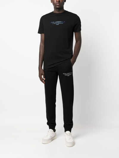 Karl Lagerfeld Embossed-logo Track Pants In Black