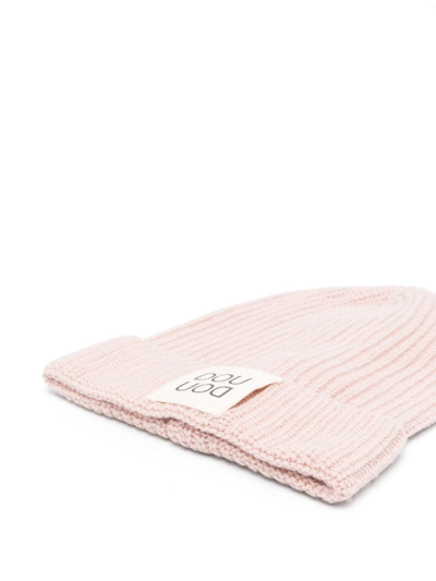 Shop Douuod Logo-patch Ribbed Beanie In Pink