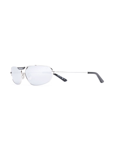 Balenciaga Oval-frame Mirrored-lens Sunglasses In Silver