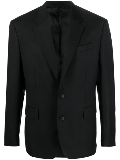 Shop Versace Logo Wool Blazer In Black