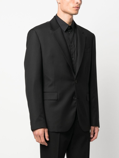 Versace La Greca Single-breasted Wool Blazer In Black