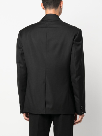 Shop Versace Logo Wool Blazer In Black