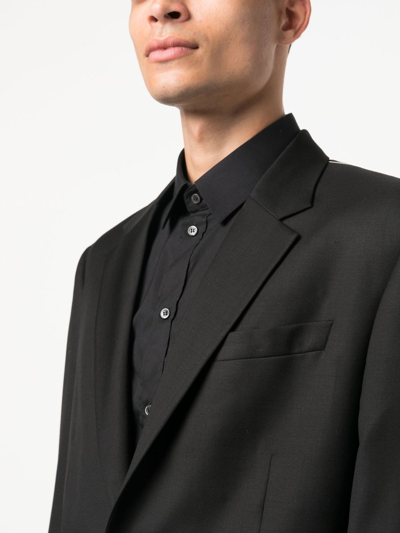Shop Versace Logo Wool Blazer In Black
