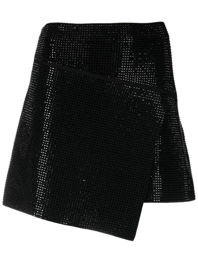 Shop Andreädamo Crystal-embellished Asymmetric Skirt In Black