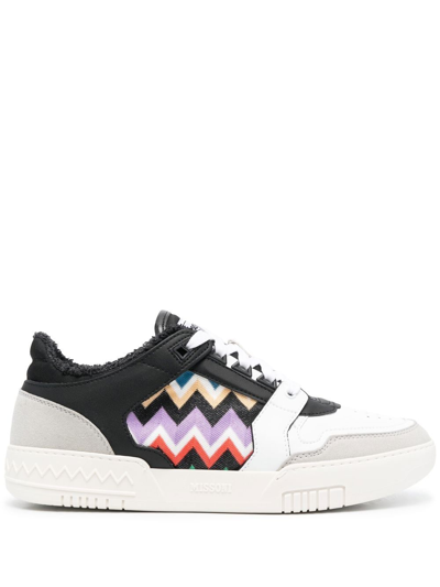 Shop Missoni Stripe-detail Lace-up Sneakers In Black