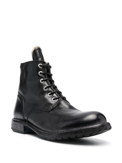 Shop Moma 35mm Lace-up Leather Boots In Black