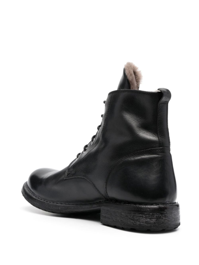 Shop Moma 35mm Lace-up Leather Boots In Black