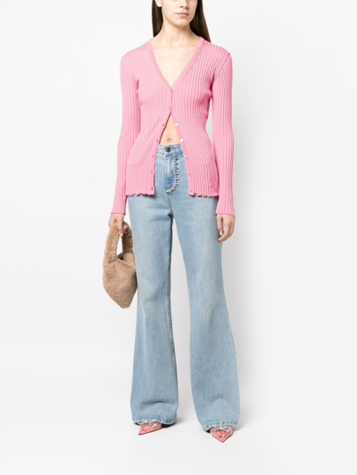 Shop Blumarine V-neck Wool Cardigan In Pink