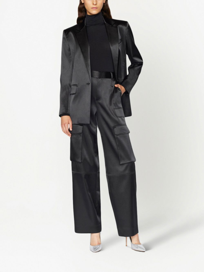 Shop Frame Satin Multi-pocket Straight Trousers In Black