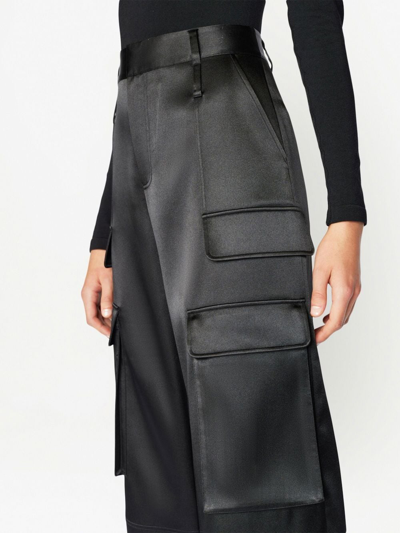 Shop Frame Satin Multi-pocket Straight Trousers In Black