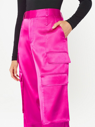 Shop Frame Satin Multi-pocket Straight Trousers In Pink